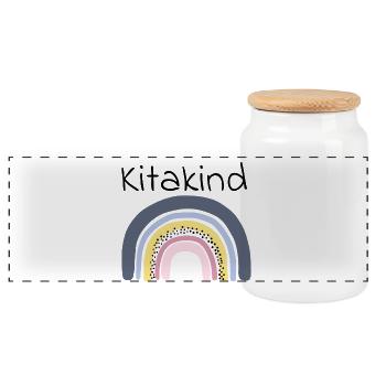 Kitakind Regenbogen - Panorama Keksdose mit Holzdeckel - Weiß - Vorne