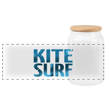 KITESURF 2021 blau - Panorama Keksdose mit Holzdeckel - Weiß - Vorne