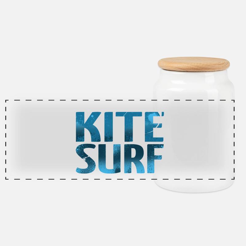 KITESURF 2021 blau - Panorama Keksdose mit Holzdeckel - Weiß