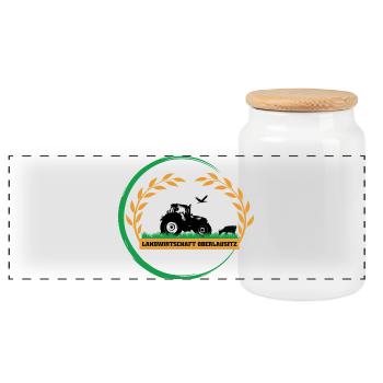 Logo - Panorama Keksdose mit Holzdeckel - Weiß - Vorne