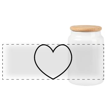 Contour noir blanc cœur - Boîte à biscuits avec couvercle en bois - blanc - Devant