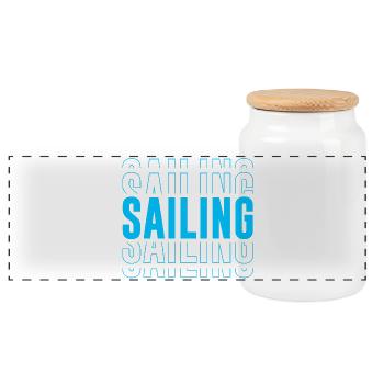 Sailing Typography - Text Stacked - Panoramic Cookie Jar with Wooden Lid - white - Front