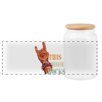 This Mom rocks - Frauen und Mütter Geschenk - Panorama Keksdose mit Holzdeckel - Weiß - Vorne