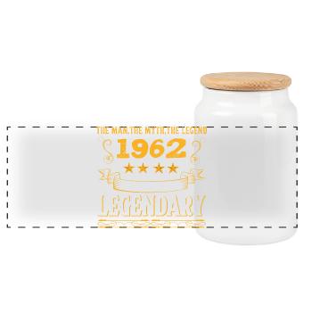 Légendaire Vintage 1962 Motif - Boîte à biscuits avec couvercle en bois - blanc - Devant