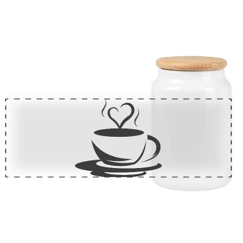 Café Café Illustration Logo icône Amour du cœur - Boîte à biscuits avec couvercle en bois - blanc - Devant