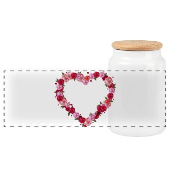 Roses Heart of shining roses and hearts - Panoramic Cookie Jar with Wooden Lid - white - Front