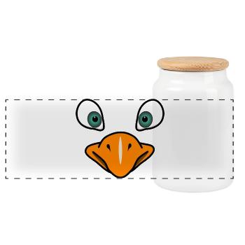Visage d’oiseau - Boîte à biscuits avec couvercle en bois - blanc - Devant