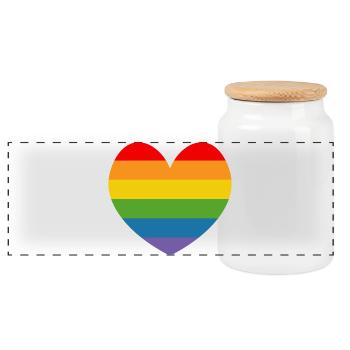 arc-en-ciel drapeau coeur coeur LGBT lgbtqi queer - Boîte à biscuits avec couvercle en bois - blanc - Devant