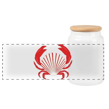 Crabe rouge - Boîte à biscuits avec couvercle en bois - blanc - Devant