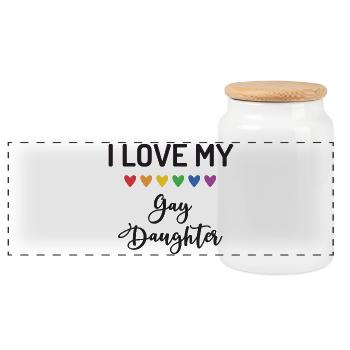 J’aime ma fille gay - Boîte à biscuits avec couvercle en bois - blanc - Devant