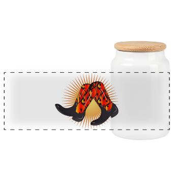 bottes occidentales extravagantes avec motif de flamme - Boîte à biscuits avec couvercle en bois - blanc - Devant