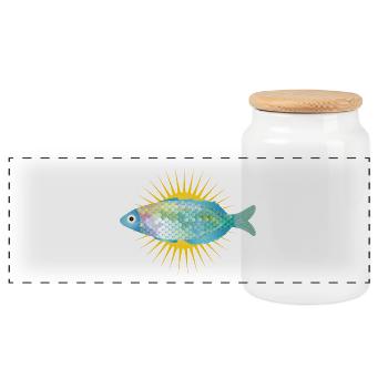 poisson brillant dans des couleurs pastel délicates - Boîte à biscuits avec couvercle en bois - blanc - Devant