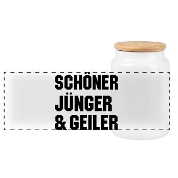 Schöner jünger geiler - Panorama Keksdose mit Holzdeckel - Weiß - Vorne