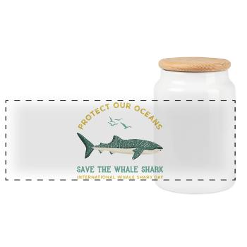 Sauvez les requins-baleines - Protégez nos océans - Boîte à biscuits avec couvercle en bois - blanc - Devant