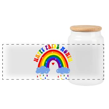 Happy Pride Month LGBT Regenbogen - Panorama Keksdose mit Holzdeckel - Weiß - Vorne