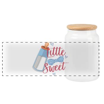 Baby small and sweet - Panoramic Cookie Jar with Wooden Lid - white - Front