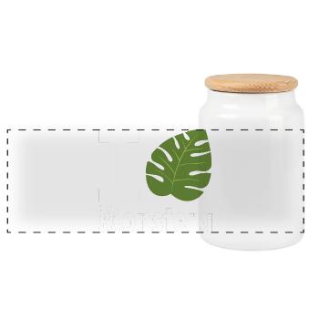 I love Monstera Fensterblatt Pflanzen Geschenk - Panorama Keksdose mit Holzdeckel - Weiß - Vorne