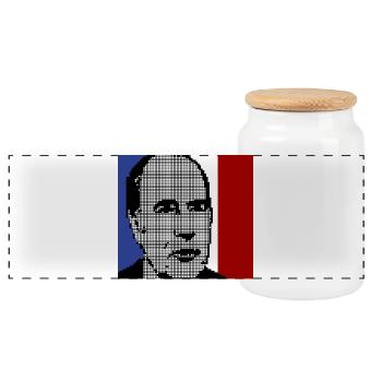 Mitterrand 1981 - Boîte à biscuits avec couvercle en bois - blanc - Devant