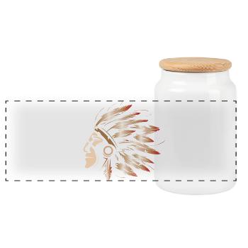 Indian Symbol Illustration Colors Chieftain icon - Panoramic Cookie Jar with Wooden Lid - white - Front