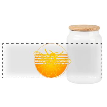 Bee honey bee - Panoramic Cookie Jar with Wooden Lid - white - Front