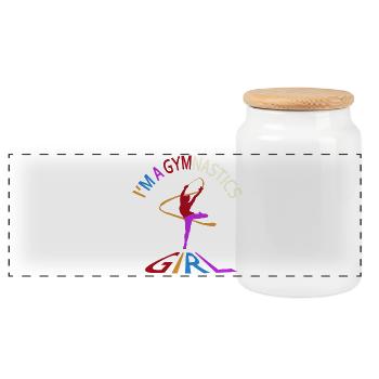 I'm A Gymnastics Girl - Panoramic Cookie Jar with Wooden Lid - white - Front
