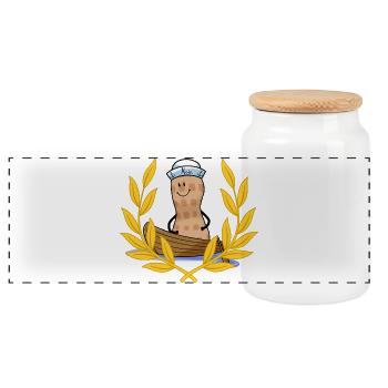 Ahoy Moin Maritime Peanut Sailor Captain Child - Boîte à biscuits avec couvercle en bois - blanc - Devant