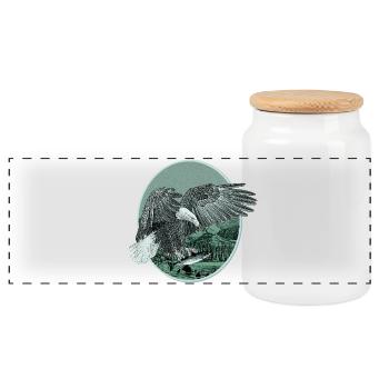 Eagle Eagle Motif Pygargue à tête blanche Chasse à la pêche - Boîte à biscuits avec couvercle en bois - blanc - Devant