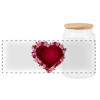 Valentine's heart of red roses for lovers - Panoramic Cookie Jar with Wooden Lid - white - Front