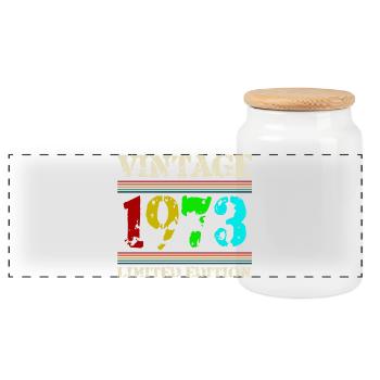 1973 Anniversaire Retro Vintage né en 1973 - Boîte à biscuits avec couvercle en bois - blanc - Devant