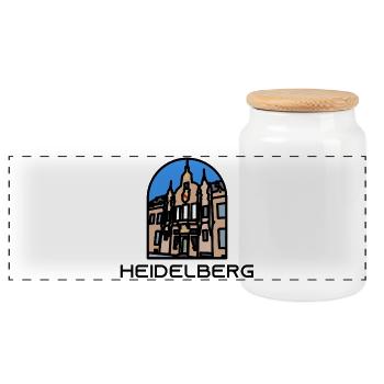 Heidelberg - Universität Bibliothek - Panorama Keksdose mit Holzdeckel - Weiß - Vorne