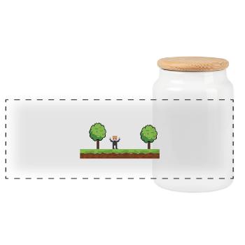 Ich war einmal beim Pixel-Meme draußen - Panorama Keksdose mit Holzdeckel - Weiß - Vorne