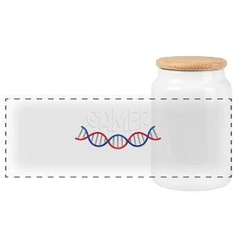 Gamer DNA: Born to Game - Panoramic Cookie Jar with Wooden Lid - white - Front
