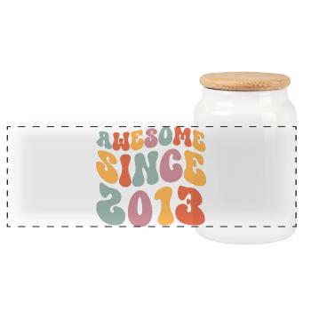 2013 Vintage Anniversaire Groovy Vintage Rétro - Boîte à biscuits avec couvercle en bois - blanc - Devant