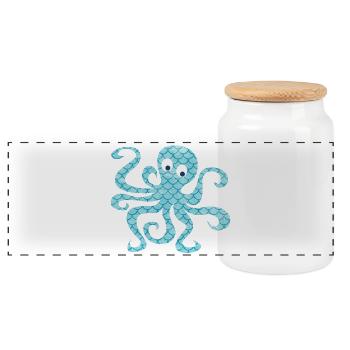 Octopus Scales Octopus Tentacle Sea Child - Panoramic Cookie Jar with Wooden Lid - white - Front
