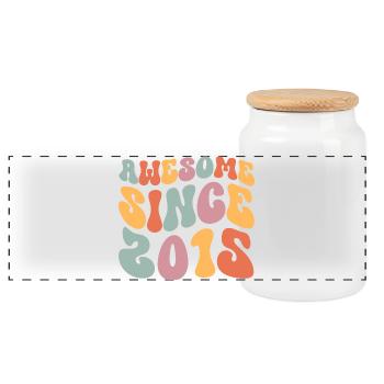 2015 Vintage Anniversaire Groovy Vintage Rétro - Boîte à biscuits avec couvercle en bois - blanc - Devant