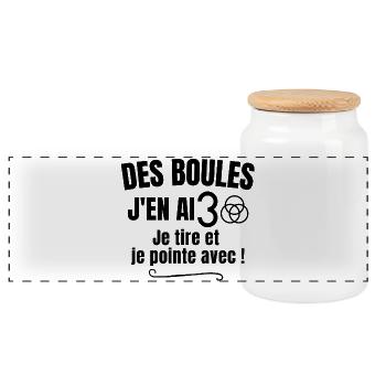 pétanque, joueur de pétanque, bouliste - Boîte à biscuits avec couvercle en bois - blanc - Devant