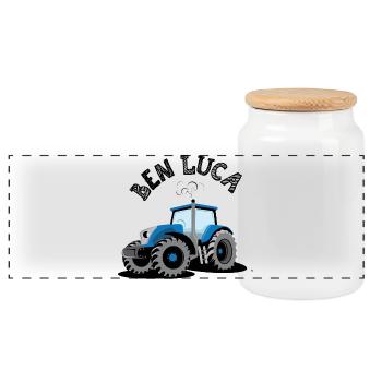 Traktor Ben Luca - Panorama Keksdose mit Holzdeckel - Weiß - Vorne