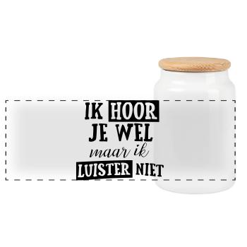 Je vous entends mais je n’écoute pas ! * - Boîte à biscuits avec couvercle en bois - blanc - Devant