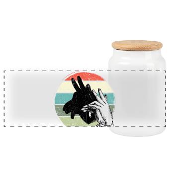 Giraffe Silhouette Retro Sunset - Panoramic Cookie Jar with Wooden Lid - white - Front