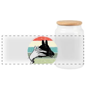 Pastel Handframe Sunset Circle - Panoramic Cookie Jar with Wooden Lid - white - Front