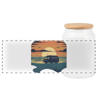 Camper - Panoramic Cookie Jar with Wooden Lid - white - Front