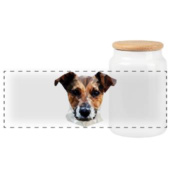 Jack Russell Terrier Hund Polygon - Panorama Keksdose mit Holzdeckel - Weiß - Vorne