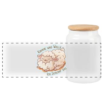 Ich Schlaaf das - Panorama Keksdose mit Holzdeckel - Weiß - Vorne