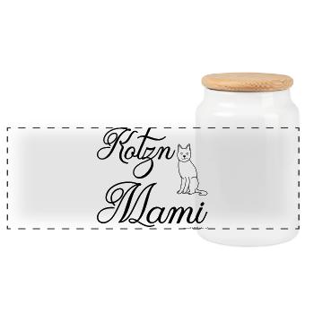 Kotzn Mami - Katzen Mama, Österreichischer Dialekt - Panorama Keksdose mit Holzdeckel - Weiß - Vorne