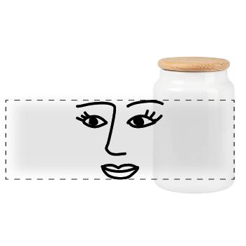 Art Face Künstler Frau - Panorama Keksdose mit Holzdeckel - Weiß - Vorne