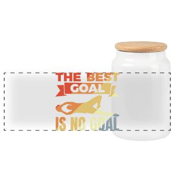 Goalkeeper Saying - Panoramic Cookie Jar with Wooden Lid - white - Front