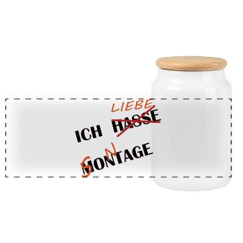 ICH HASSE MONTAGE UND LIEBE SONNTAGE - Panorama Keksdose mit Holzdeckel - Weiß - Vorne