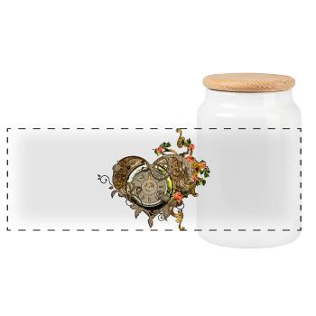 Wonderful steampunk watch - Panoramic Cookie Jar with Wooden Lid - white - Front
