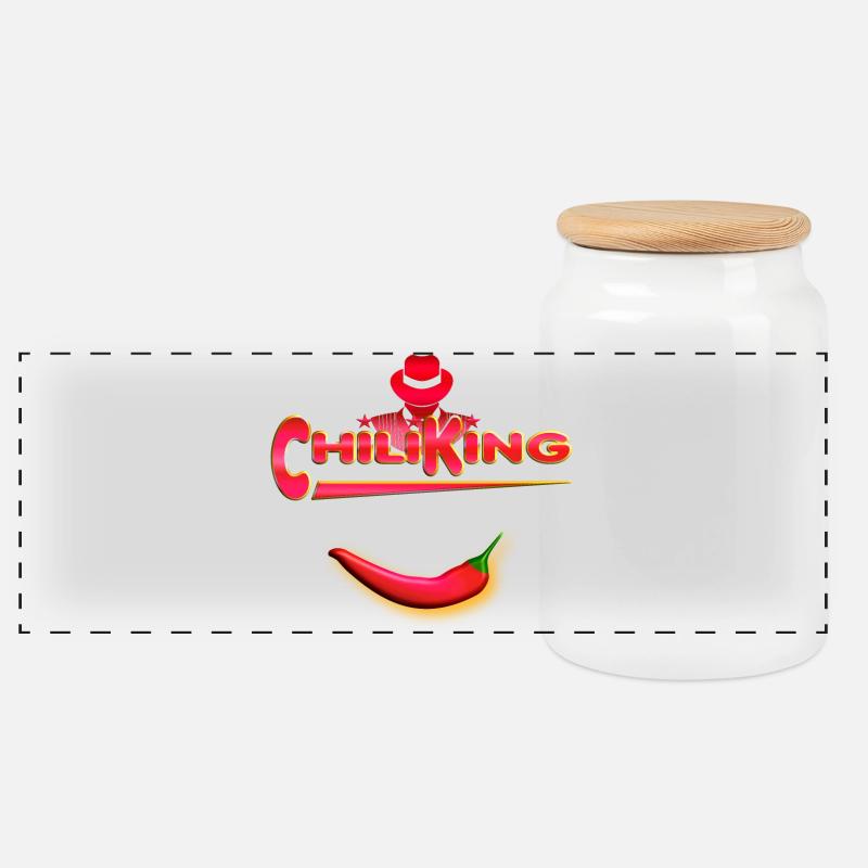 Chili King - Panorama Keksdose mit Holzdeckel - Weiß
