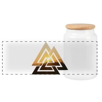 Valknut Wotansknoten Valhalla Sun - Panoramic Cookie Jar with Wooden Lid - white - Front